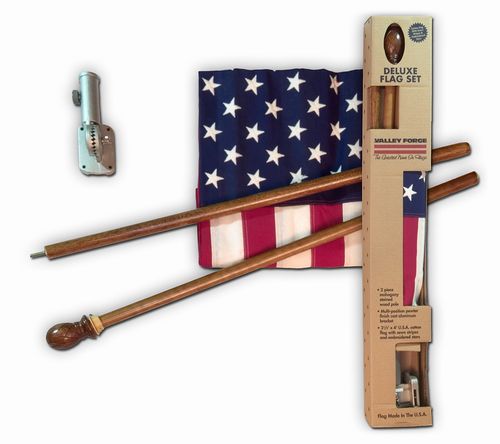 Boxed U.S. Flag Kit With Mahogany Pole - Retail Packaging (minimum order 6) DFS3-1