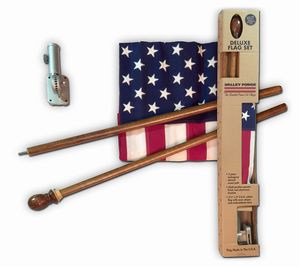 Boxed U.S. Flag Kit With Mahogany Pole - Retail Packaging (minimum order 6) DFS3-1