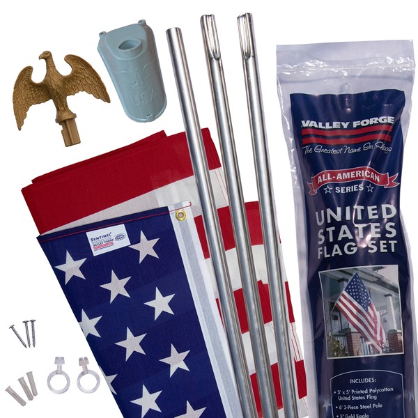 U.S. Flag 20' Aluminum In-Ground Pole Kit - Retail Packaging